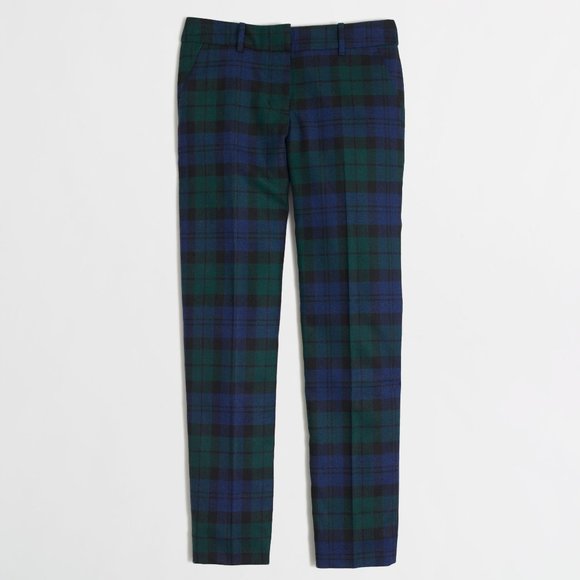 J. Crew Pants & Jumpsuits Jcrew Cameron Slim Crop Plaid Navy Green